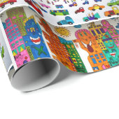 Papier Cadeau Dessin d'anniversaire de votre enfant (Coin rond)