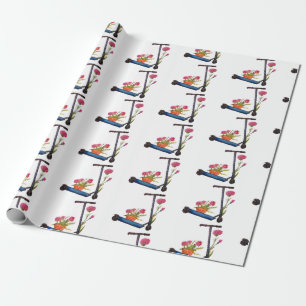 Papier Cadeau Dessin d'aquarelle Girlie ScootePapier d'enveloppe