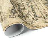 Papier Cadeau Dessin d'Astronomie noir blanc SUN & MOON (Coin rond)