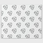 Papier Cadeau dessin de bulle simple amoureux de les chiens noir (Plat)