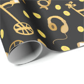 Papier Cadeau Dessin de chasse au trésor (Coin rond)