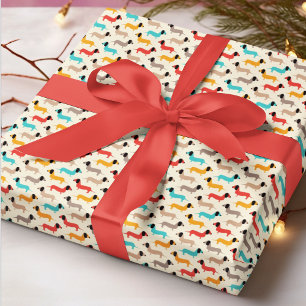 Papier Cadeau Dessin de chien multicolore