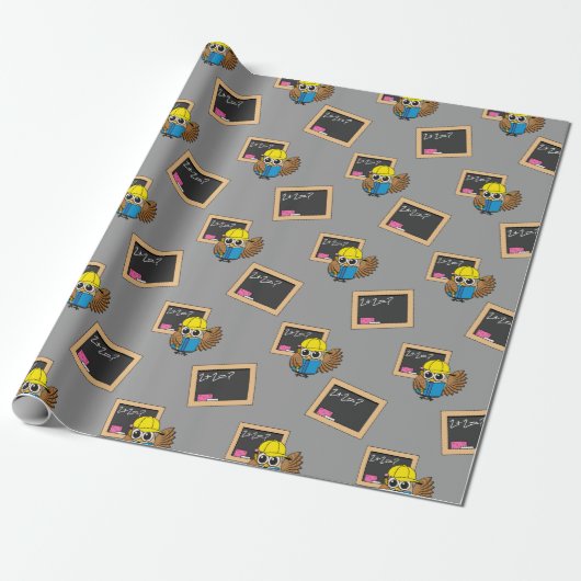 Papier Cadeau Dessin de chouette écolière (Déroulé)