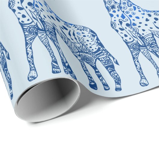 Papier Cadeau Dessin de girafes en papier d'enveloppement (Coin rond)