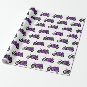 Papier Cadeau Dessin de moto de sport violet
