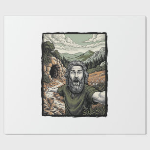 Papier Cadeau Dessin de portrait barbu surpris de gravure vintag