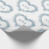 Papier Cadeau Dessin de trait de mélèze dessin monogramme bleu b (Coin)