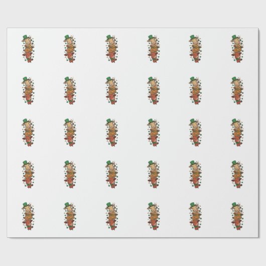 Papier Cadeau Dessin de vaches empilées mignonnes St Patrick gra (Plat)