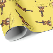 Papier Cadeau Dessin de violon amusant musicien (Coin rond)