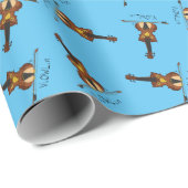 Papier Cadeau Dessin de violon amusant musicien (Coin rond)