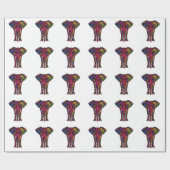 Papier Cadeau Dessin d'éléphant coloré (Plat)