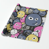 Papier Cadeau Dessin du monstre Doodle foncé (Déroulé)