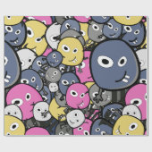 Papier Cadeau Dessin du monstre Doodle foncé (Plat)