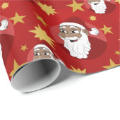 Papier Cadeau Dessin du Père Noël noir souriant (Coin rond)