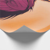 Papier Cadeau Dessin d'un corbeau noir sur orange jaune (Coin)