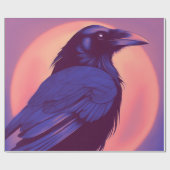 Papier Cadeau Dessin d'un corbeau noir violet (Plat)