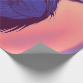 Papier Cadeau Dessin d'un corbeau noir violet (Coin)