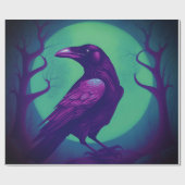 Papier Cadeau Dessin d'un corbeau sur un arrière - plan bleu vif (Plat)