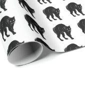 Papier Cadeau Dessin en silhouette de chat noir à rallonge d'Hal (Coin rond)