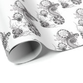 Papier Cadeau Dessin Floral (Coin rond)