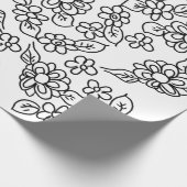 Papier Cadeau Dessin floral simple noir et blanc (Coin)