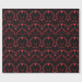 Papier Cadeau Dessin gothique de cœurs rouges complexes (Plat)