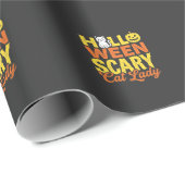 Papier Cadeau Dessin Halloween Dame Chat Effrayant_1 (Coin rond)