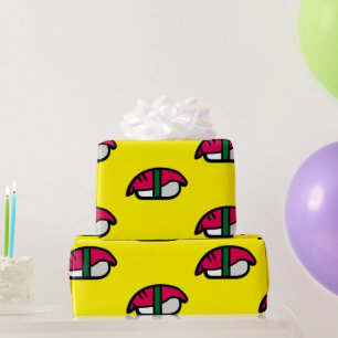 Papier Cadeau Dessin Kawaii Sushi, Riz aux poissons et enveloppe