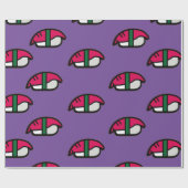 Papier Cadeau Dessin Kawaii Sushi, Riz de Poisson et Algues (Plat)