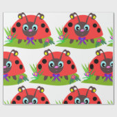 Papier Cadeau Dessin Ladybug Bow and Flowers (Plat)