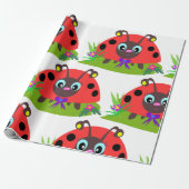 Papier Cadeau Dessin Ladybug Bow and Flowers (Déroulé)