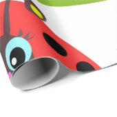 Papier Cadeau Dessin Ladybug Bow and Flowers (Coin rond)