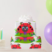 Papier Cadeau Dessin Ladybug Bow and Flowers