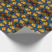 Papier Cadeau Dessin Mandala Fleur jaune bleu et orange (Coin)