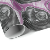 Papier Cadeau Dessin original de carlin d'ange par l'artiste (Coin rond)