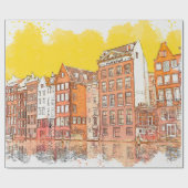 Papier Cadeau Dessin ou illustration de couleur d'eau (Plat)