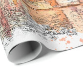 Papier Cadeau Dessin ou illustration de couleur d'eau (Coin rond)