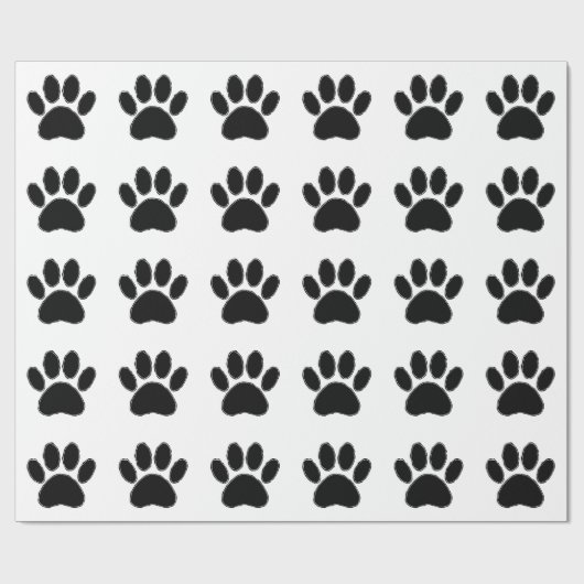 Papier Cadeau Dessin Paw Chien En Noir (Plat)