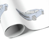 Papier Cadeau Dessin style crayon bleu Dodge Challenger (Coin rond)