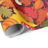 Papier Cadeau Dessin sur le sol de la forêt d'automne (Coin rond)