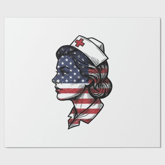 Papier Cadeau Dessin vectoriel de profil d'infirmière avec drape (Plat)