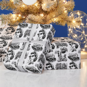 Papier Cadeau Dessin vintage Fille de mode