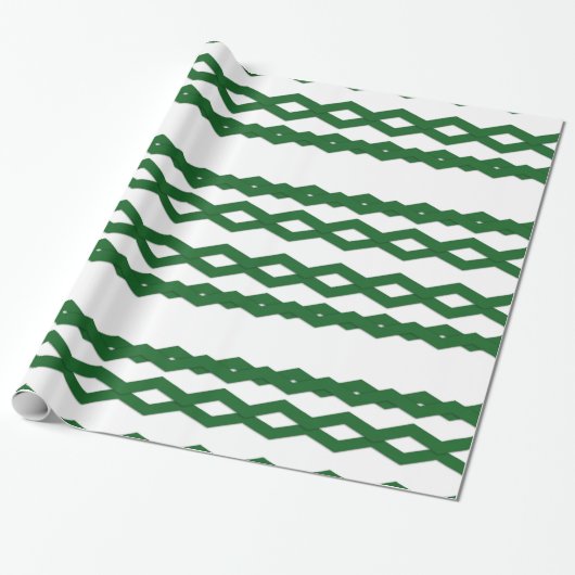 Papier Cadeau Dessin Zigzag Vert et Blanc (Déroulé)