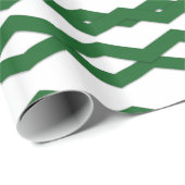 Papier Cadeau Dessin Zigzag Vert et Blanc (Coin rond)