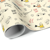 Papier Cadeau Dessins de voiture sans couture : Feuille enfant (Coin rond)