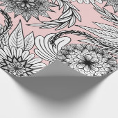 Papier Cadeau Dessins floraux roses modernes (Coin)