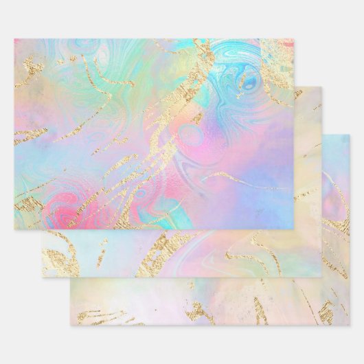 Papier Cadeau détails de feuille simulée élégant abstrait (Lot)