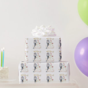 Papier Cadeau Détails personnalisés Mariée & Marié Félicitations