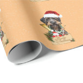 Papier Cadeau Deutsch Drahthaar, Joyeux Noël ! Bouton magnétique (Coin rond)