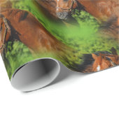 Papier Cadeau Deux beaux chevaux de châtaignes au soleil (Coin rond)